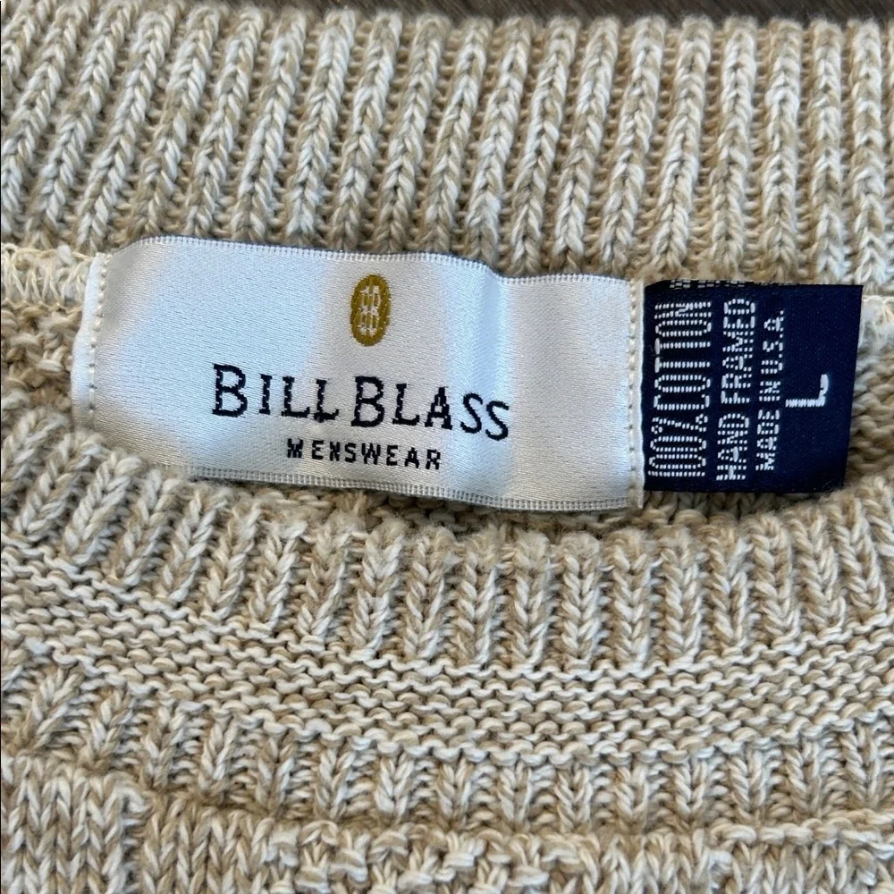Bill Blass Vintage Textured Knit Cotton Sweater Cream Grandpa Core Size L